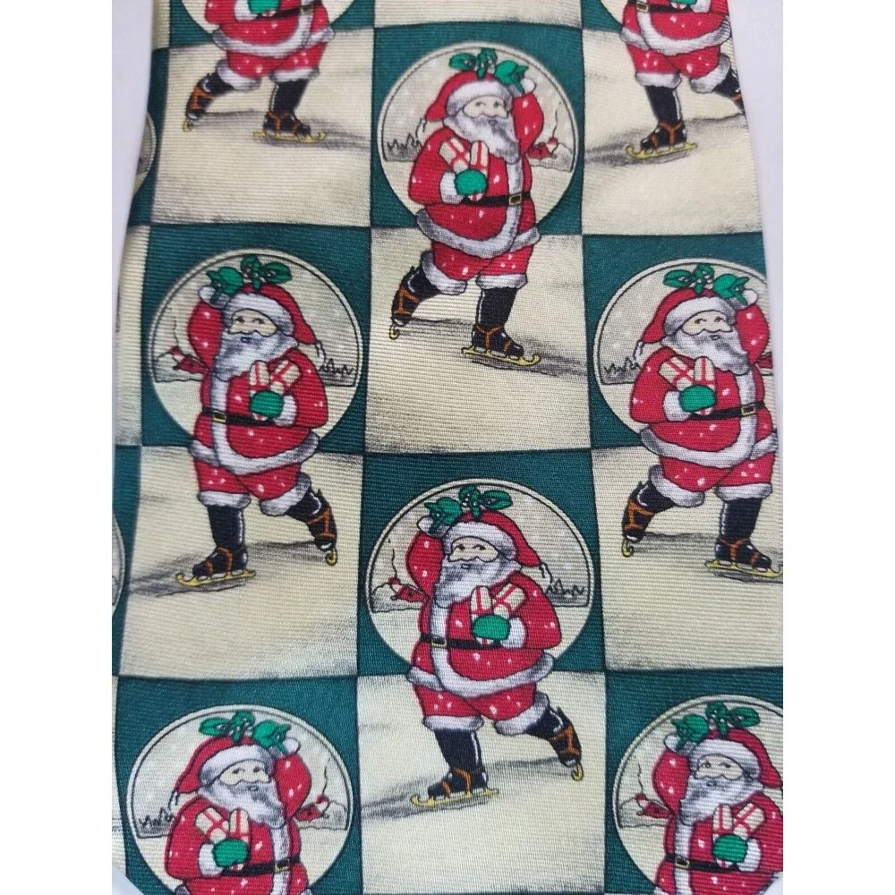 Men's Necktie Silk Holiday Traditions By Hallmark Made USA Vintage Santa Holiday